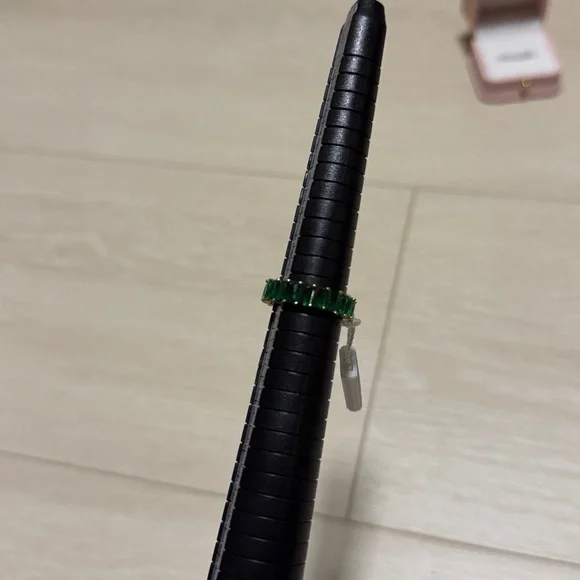 Eternity Ring with Gold Setting And Green Emerald Gemstones - Picture 9 of 9